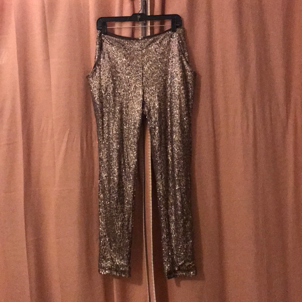 Gold sequin pants with pockets